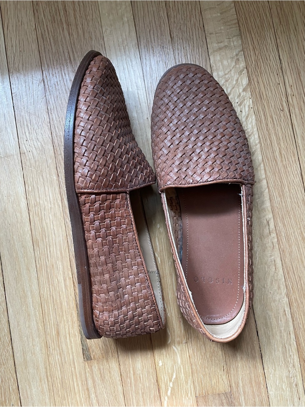 Nisolo Woven Leather Slip-On Flats - Tan Brown - Picture 2 of 4